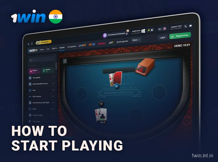 Start a 1win Blackjack game in India