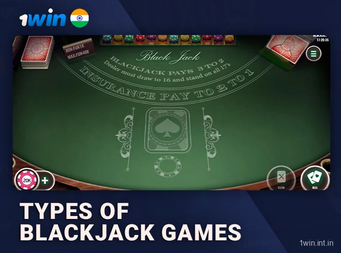 Types of Blackjack Games at 1win in India
