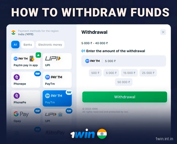 Withdrawal 1win In India