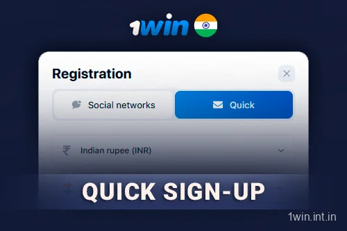 Quick sign-up 1win In India