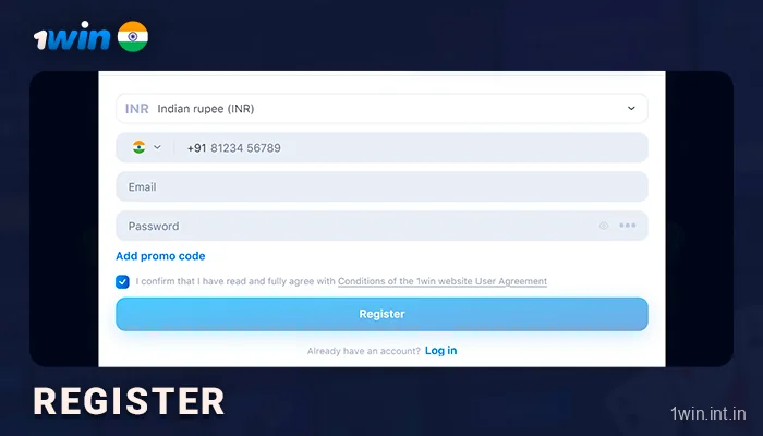 Register at 1Win India Poker