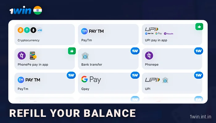 Refill your 1Win Balance to start any games
