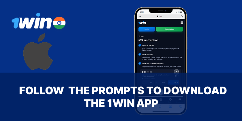 Complete the installation process for 1win on iOS